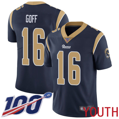 Los Angeles Rams Limited Navy Blue Youth Jared Goff Home Jersey NFL Football #16 100th Season Vapor Untouchable->->Youth Jersey